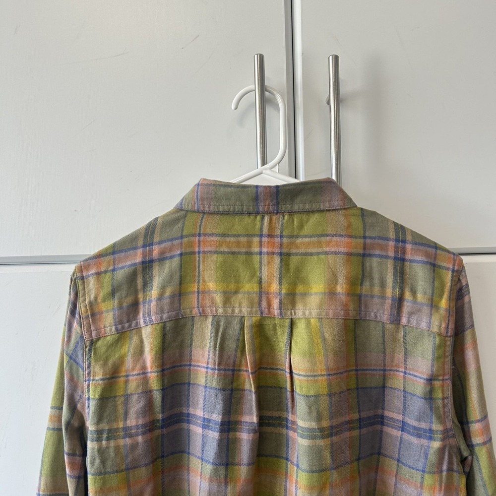 Toad&Co Mens Small Green Purple Plaid Flannel Button Down Shirt Long Sleeve - Picture 9 of 12